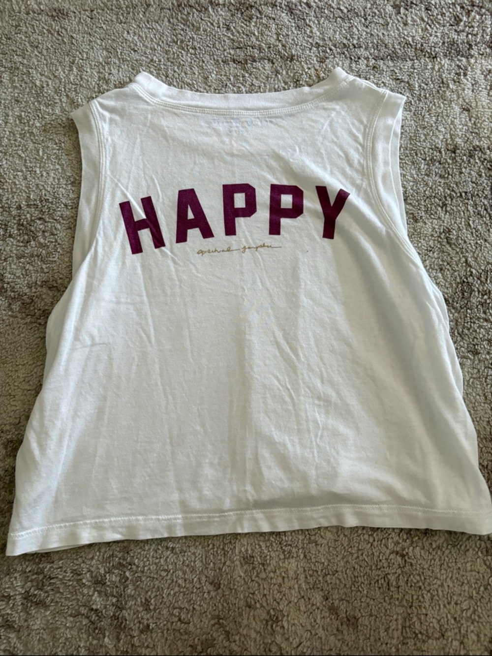 Spiritual Gangster White Cropped Tank with Rainbow Heart Patch